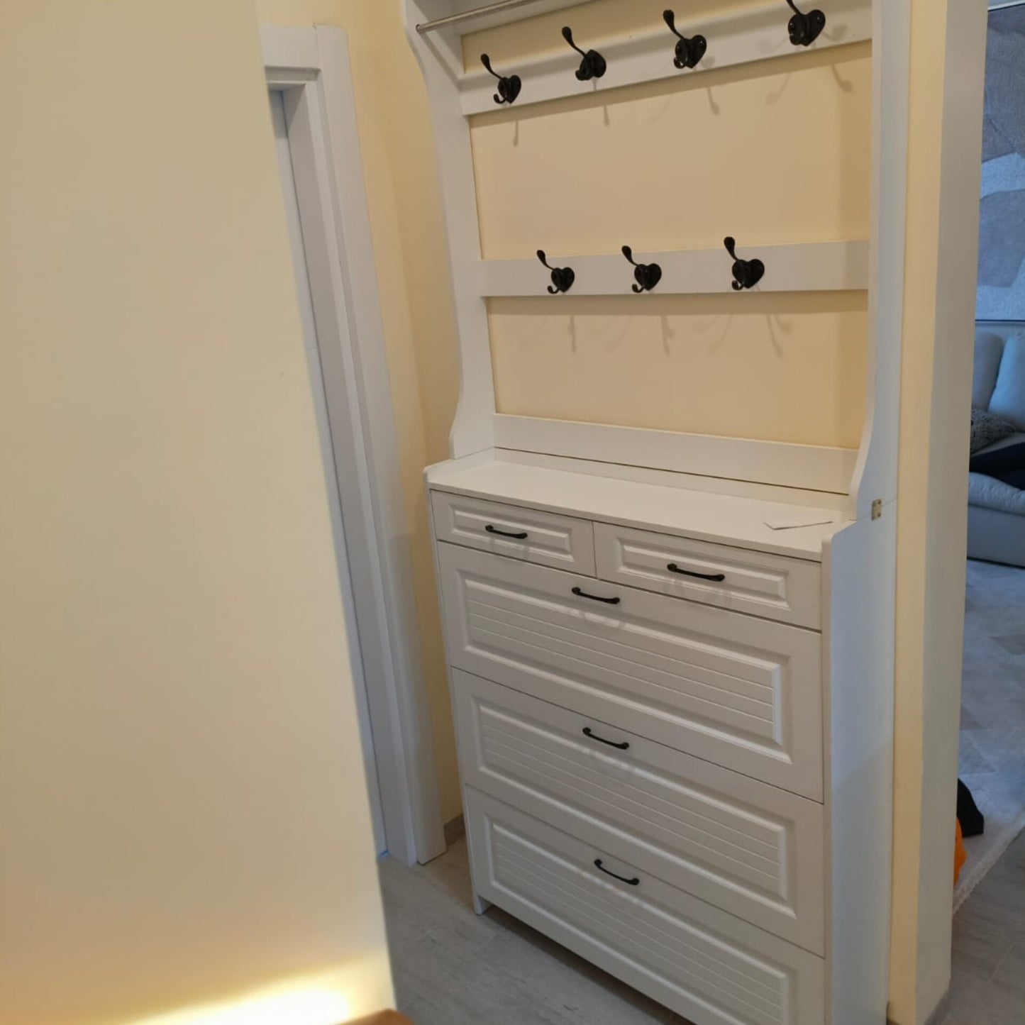 Multi-Function Hallway Shoe Cabinet with Coat Rack