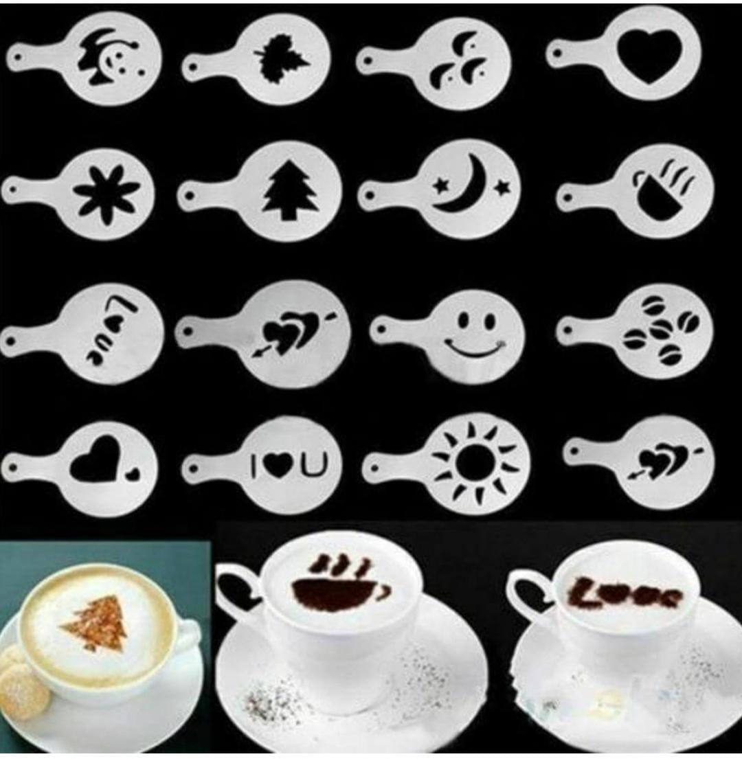 16Pcs Cappuccino Coffee Barista Templates