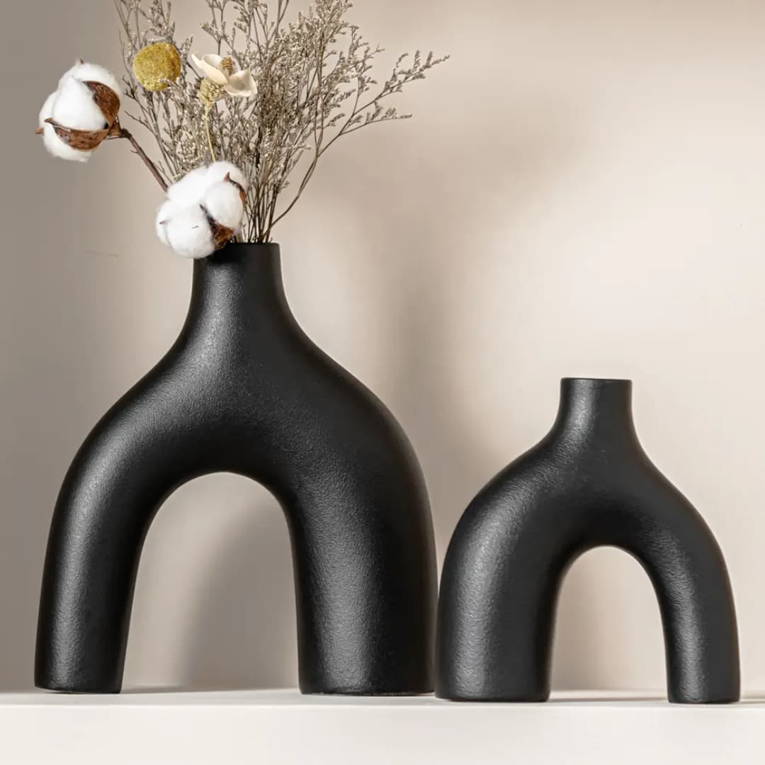 Set of Two Arched Ceramic Vases