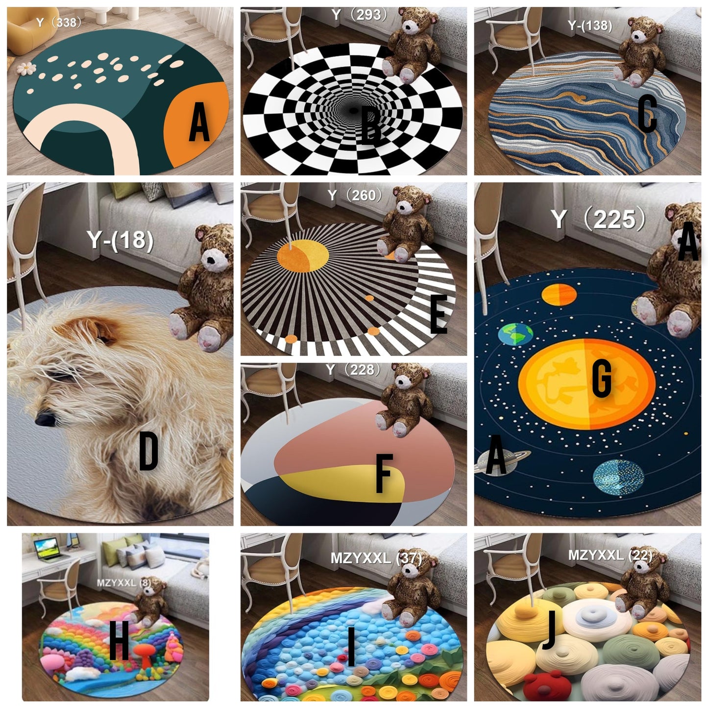 Round Geometric Soft Fleece Anti Slip Carpet