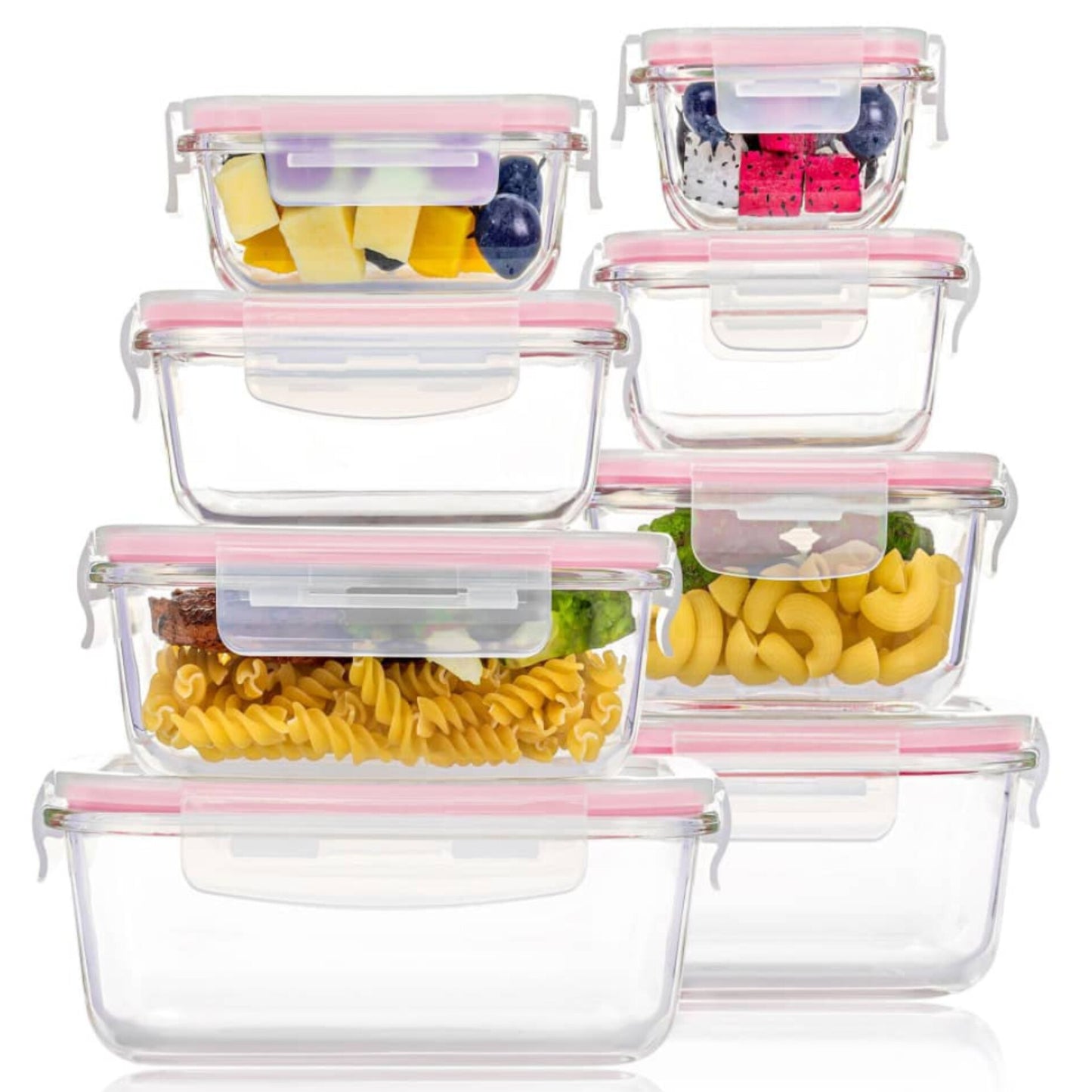 8 Pack Glass Food Storage Containers with Airtight Lids