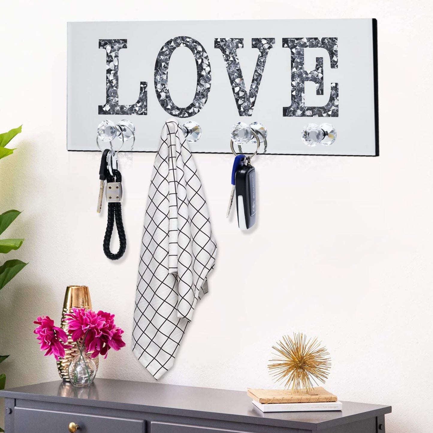 Crystal Glass Love Key Holder