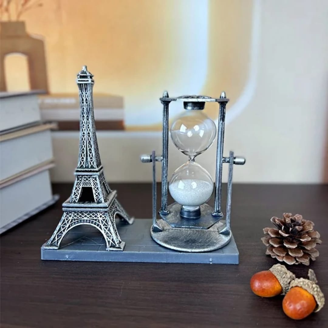 Vintage Eiffel Tower Hourglass Desktop Gift Ornament