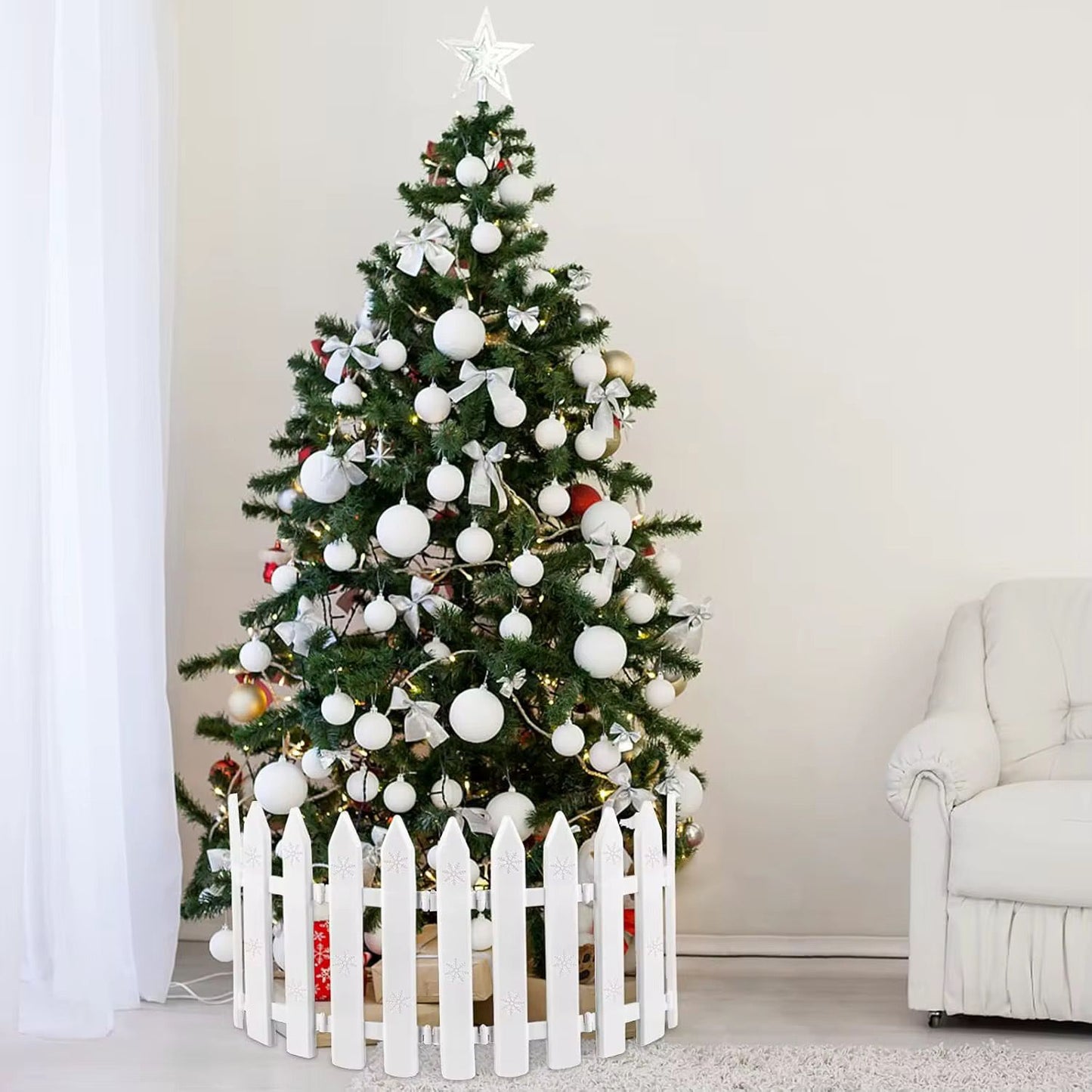 White Picket Christmas Tree Garden Fence
