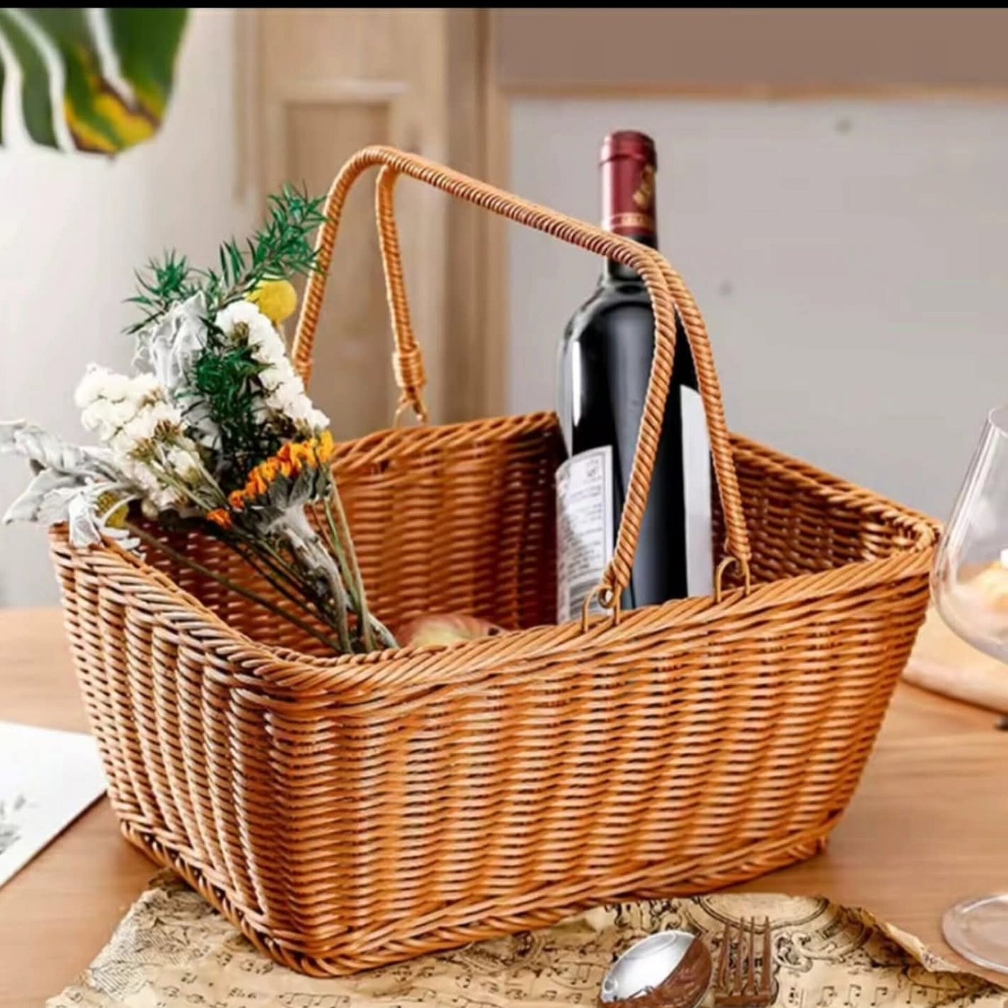 Multipurpose rattan wicker picnic basket