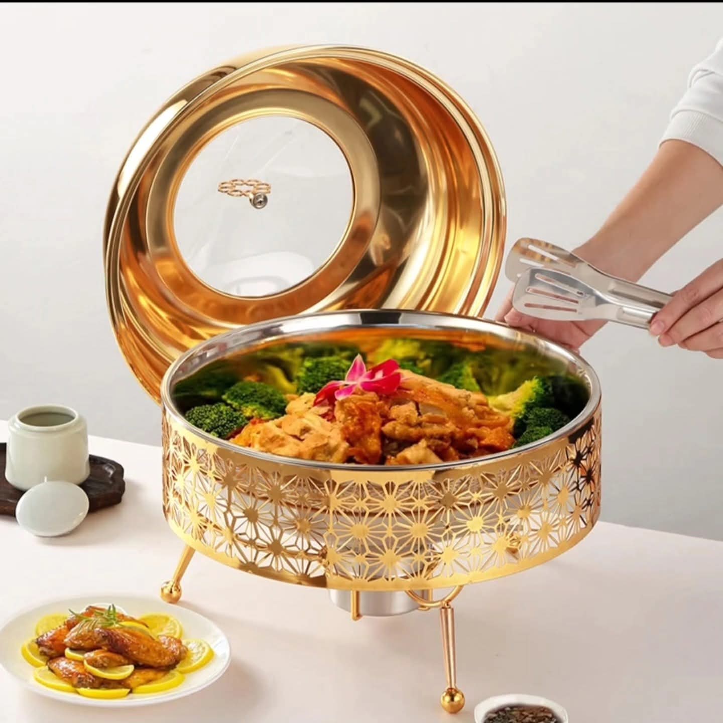 8.0L gold plated round chafing dish