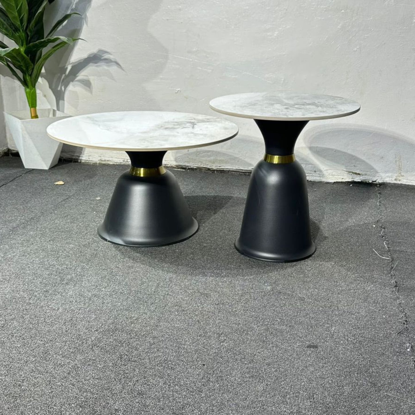 Marble Top Table With Aluminum Metal Base