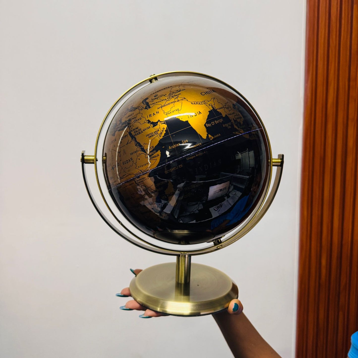 Rotating world globe decor