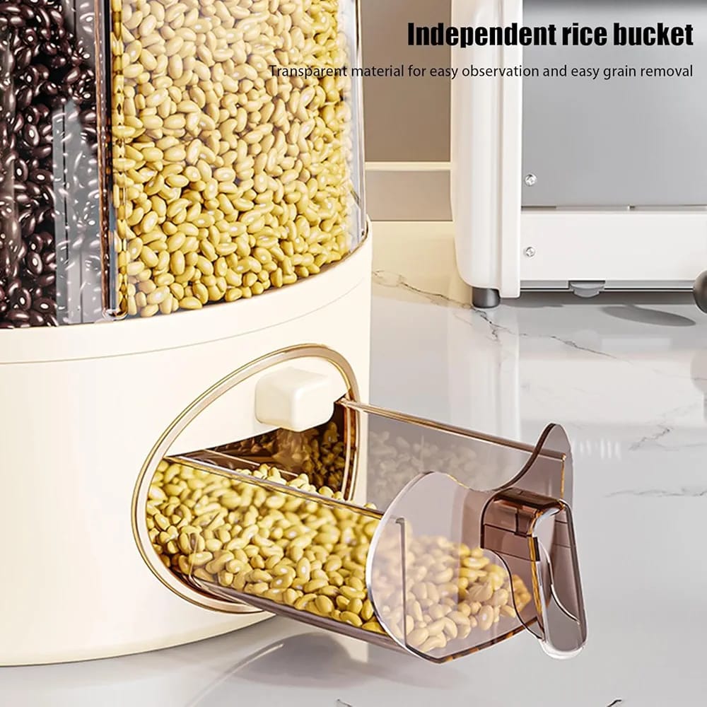 Six Compartment Rotating Cereal and Grain Dispenser