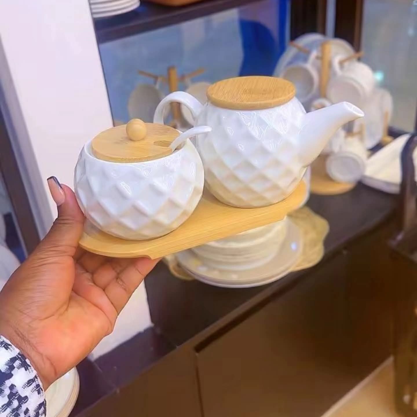 3 Piece Ceramic Kettle Tea Set