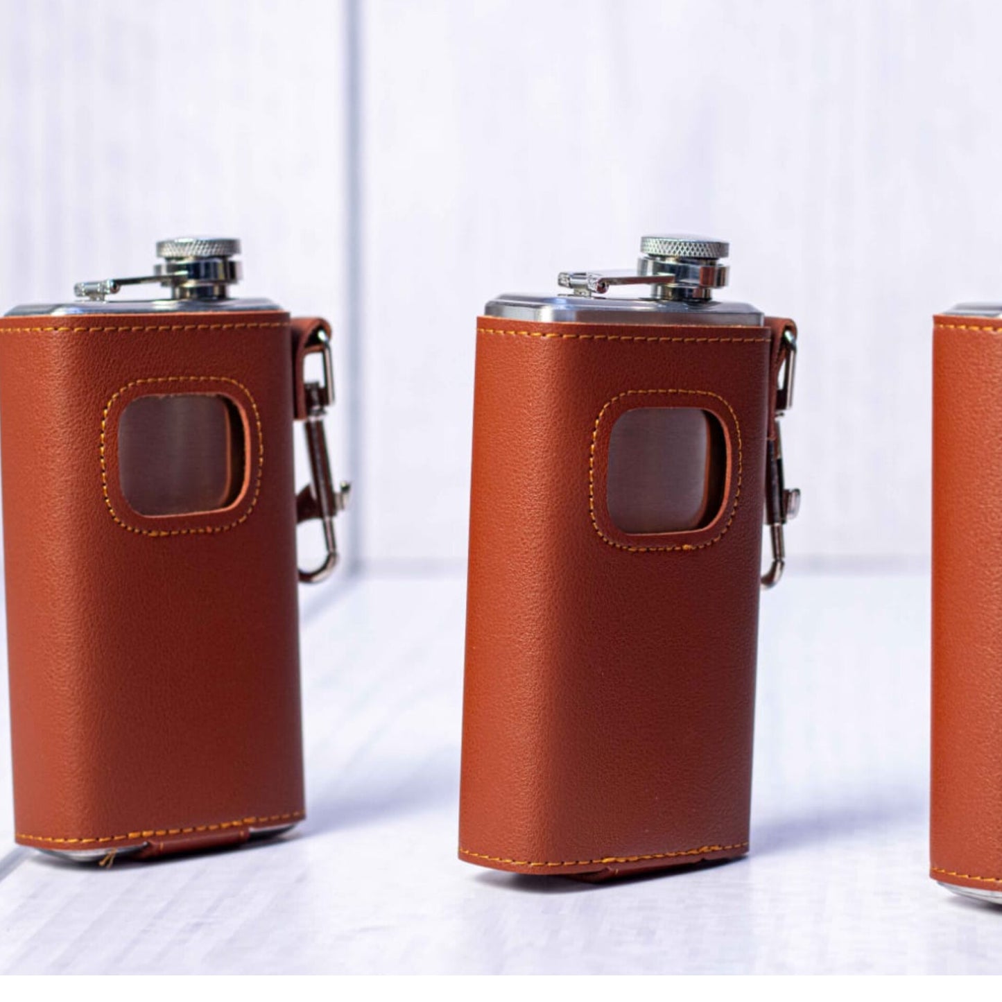 Leather Wrapped Stainless Steel Hip Flask Gift