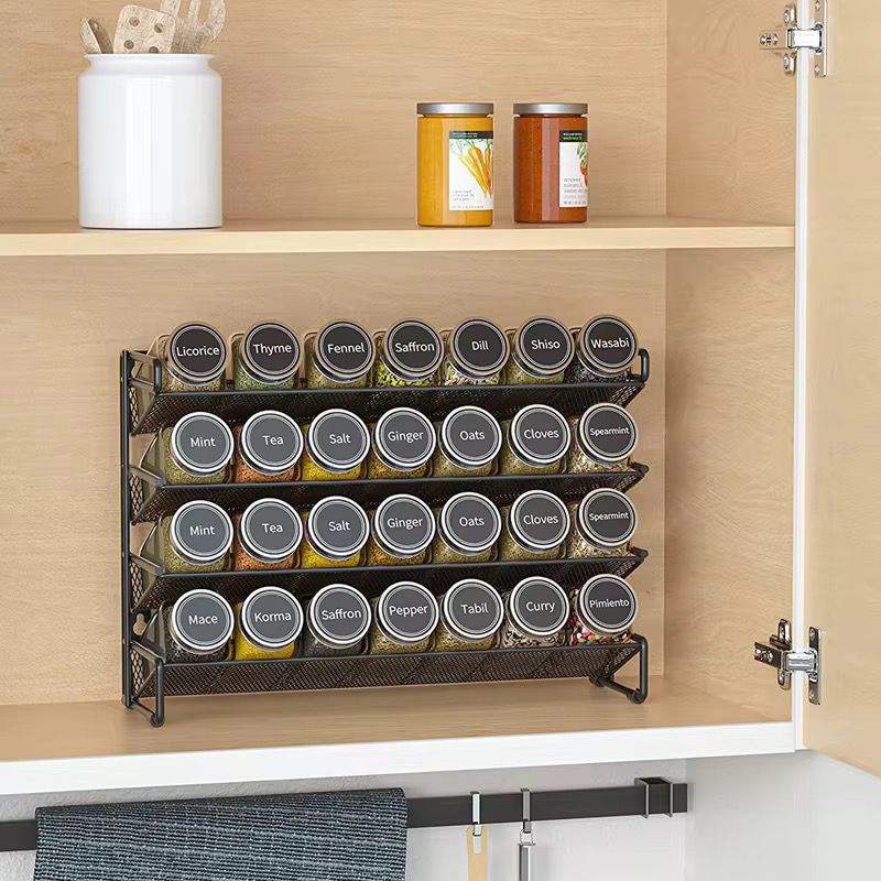 Glass spice jars set with rack Gha