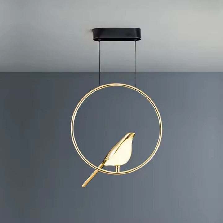 Gold Bird Ring LED Chandelier