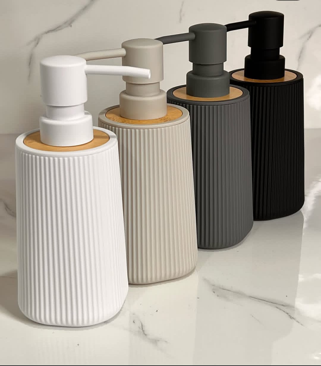 Modern Fluted Ceramic Lotion Pump Soap Dispenser