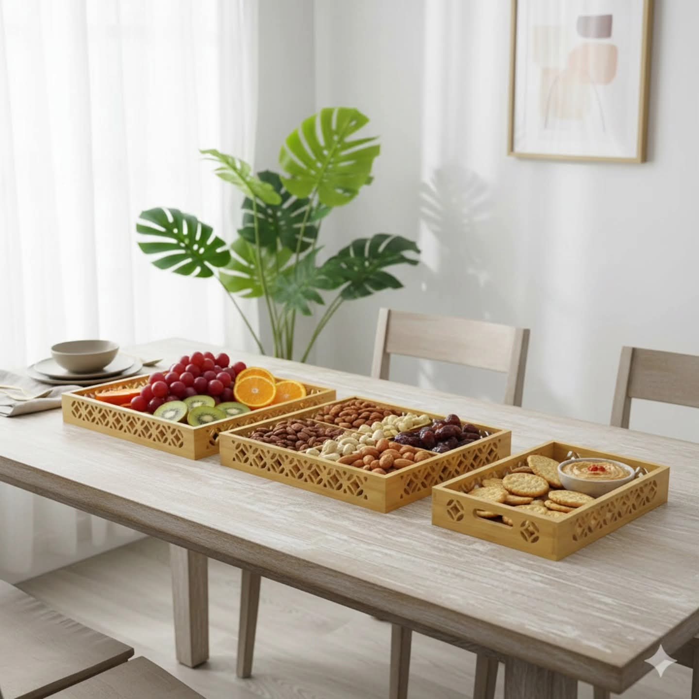 3 In 1 Multifuntional Bamboo Trays