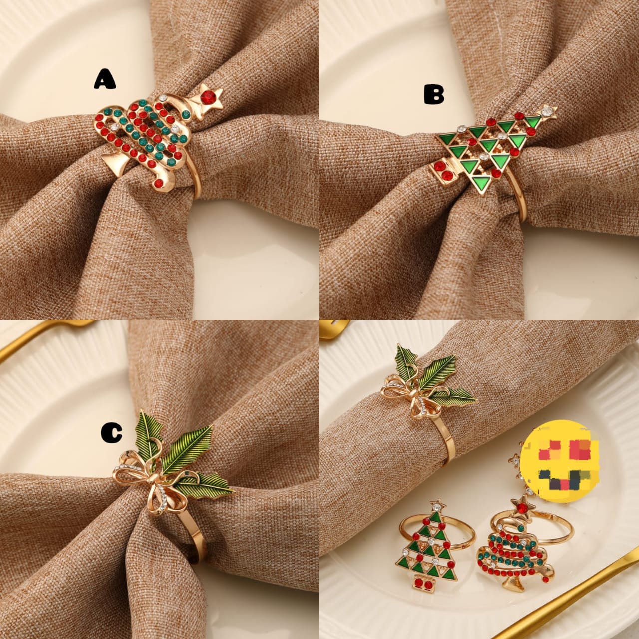 6Pc Christmas Napkin Rings
