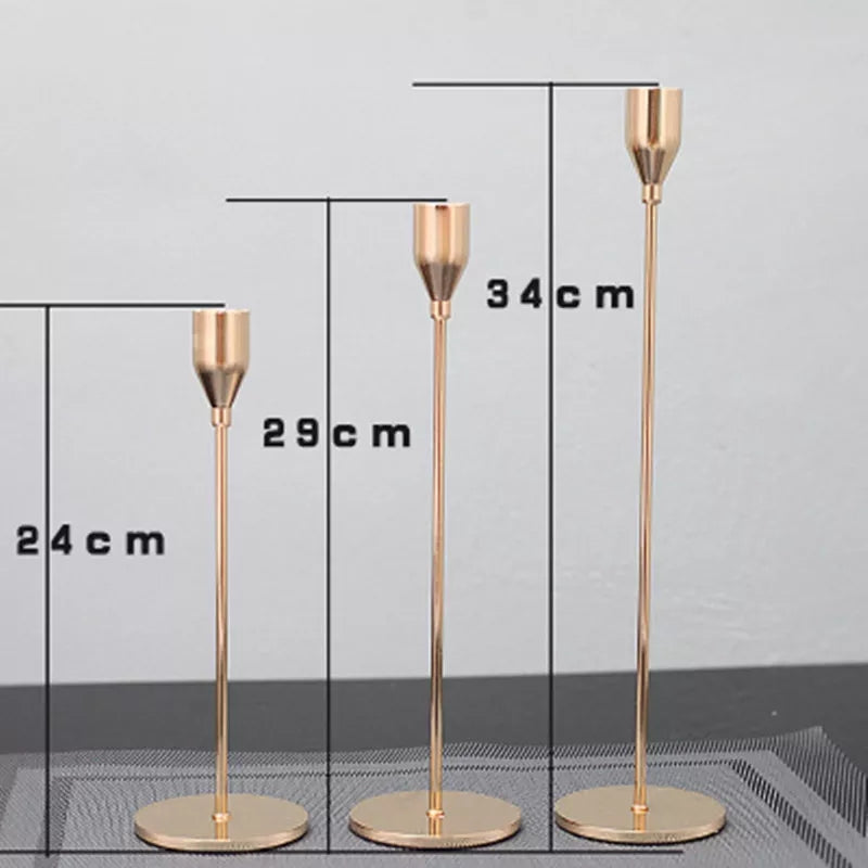 3 Piece Metallic Candle Holder Set