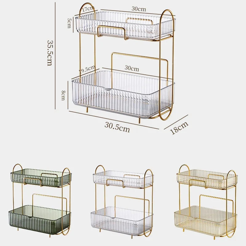 Double layer cosmetic organizer