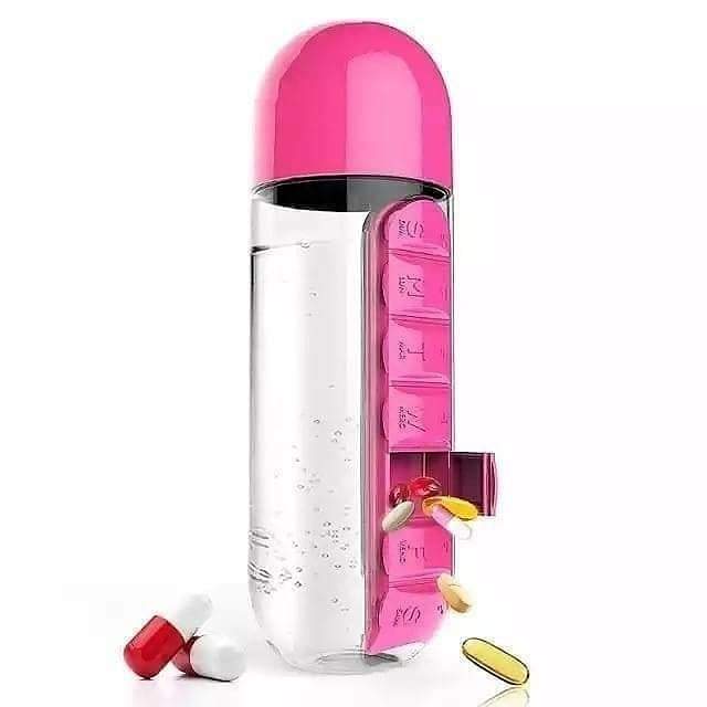 2-in-1 Daily Water Bottle with Integrated 7-Day Pill Organizer