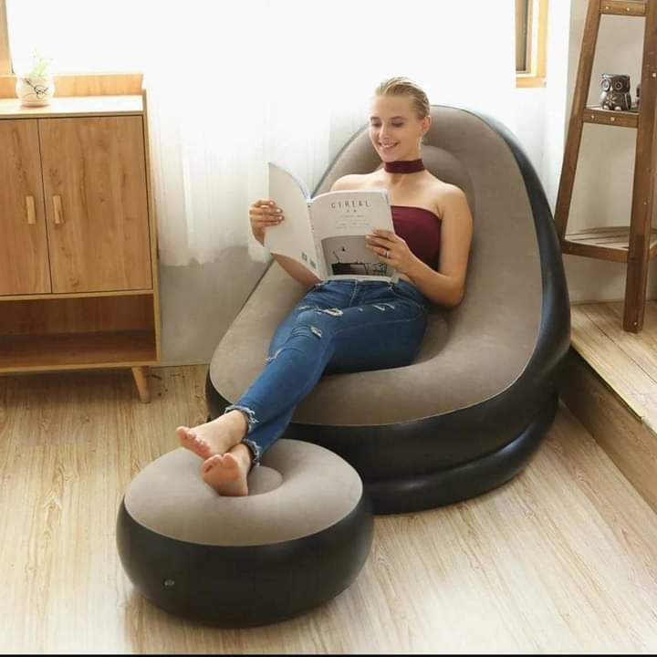Inflatable Seat with Ottoman and Electric Pump