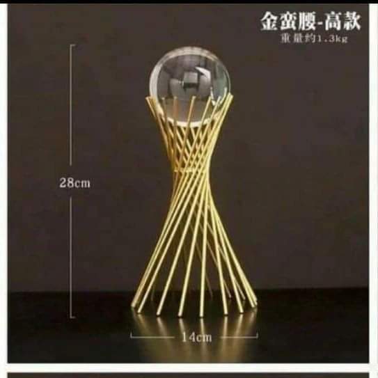Glass Sphere with Gold Geometric Metal Stand