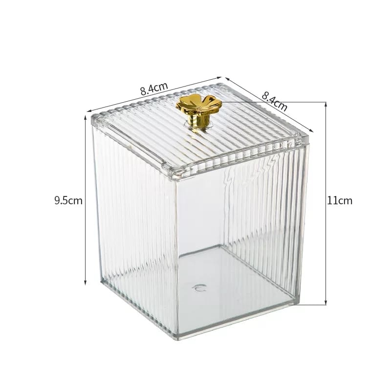 Transparent Acrylic Multifunction Makeup and Cotton Pad Storage Box Organizer