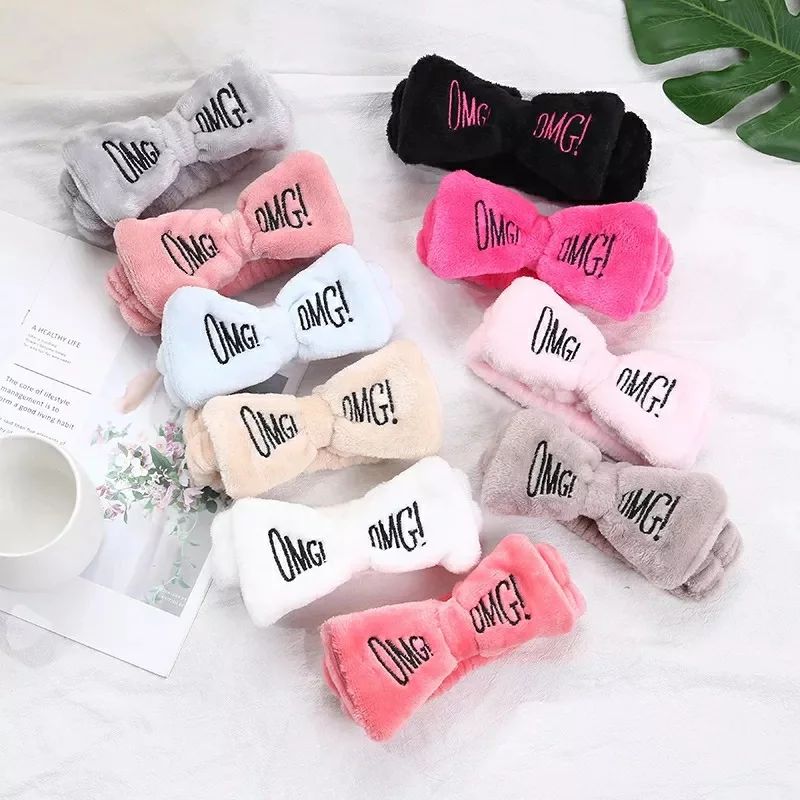 Lovely Plush Bow Tie Headband for Face Washing and Makeup
