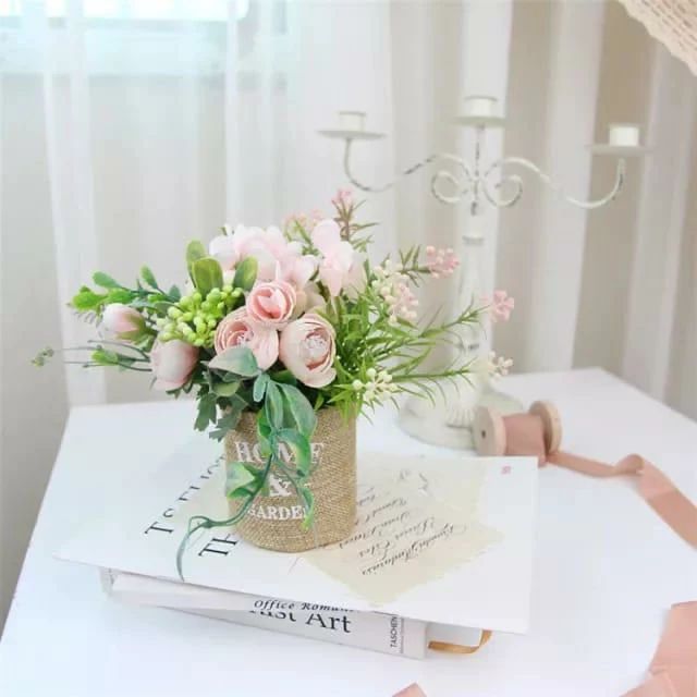 Hydrangea flowers in a Geometric Pot