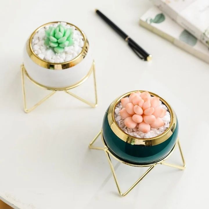 Glass Vase with Gold Pedestal Stand