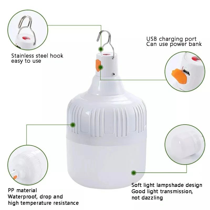 USB Rechargeable LED Emergency Bulb 100W