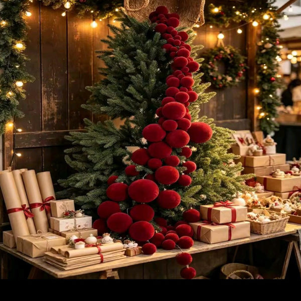 1.8M Christmas Ball Vine String Plastic Flocked Pendant