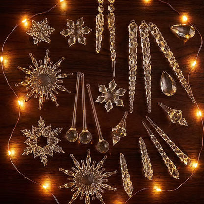 Clear Christmas Tree Icicles  Ornaments Decor  Set