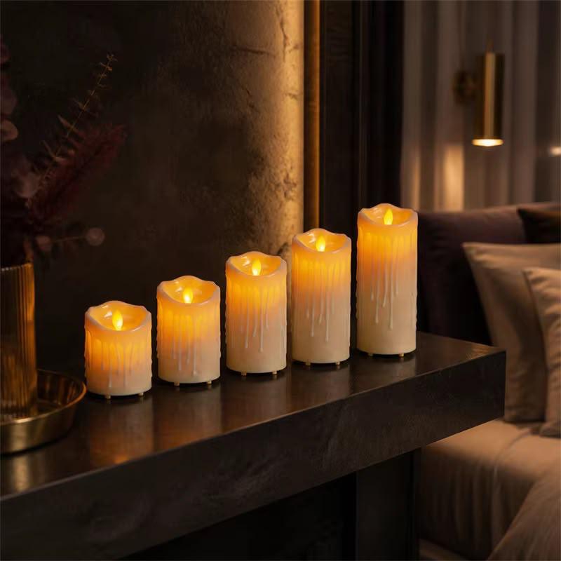 5 Pcs Set Christmas Rechargeable LED Candles with Remote