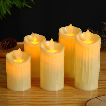 5 Pcs Set Christmas Rechargeable LED Candles with Remote