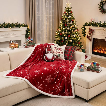 Christmas Snowflake Sherpa Throw Blanket