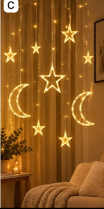 2M Moon and lamp Star LED Curtain Fairy  String Lights