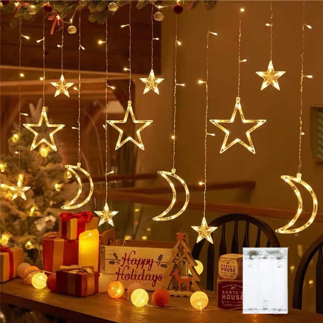2M Moon and lamp Star LED Curtain Fairy  String Lights