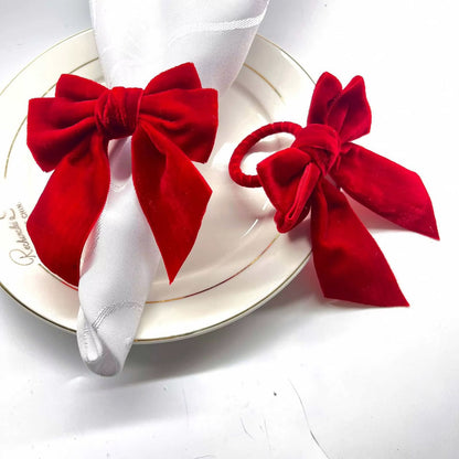 Red Velvet Bow Napkin Rings