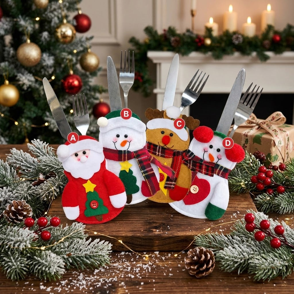 6Pc Christmas Cutlery Holders