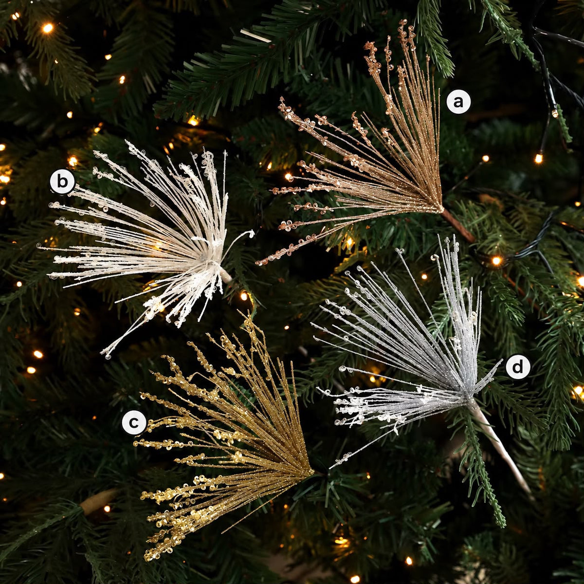 4Pc Glitter Firework Christmas Tree Decor Ornaments