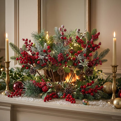 4Pc Christmas Picks and Berries Sprays