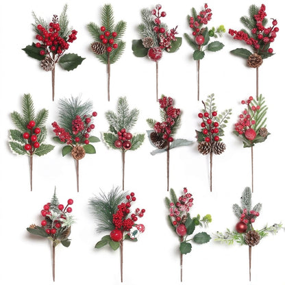 4Pc Christmas Picks and Berries Sprays