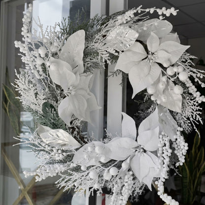 50cm White Snow Flocked Door Wreath