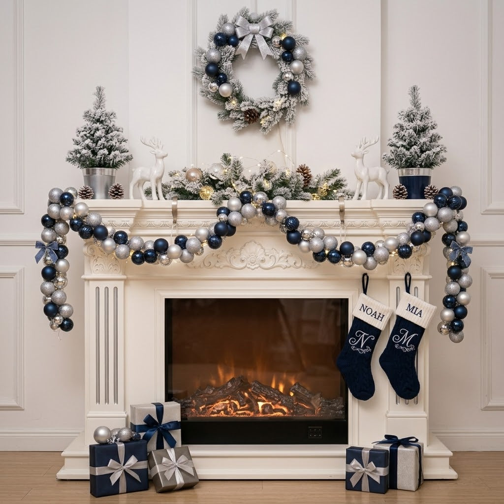 1.8m Blue and Silver Christmas Tree Decor Ball String Garland