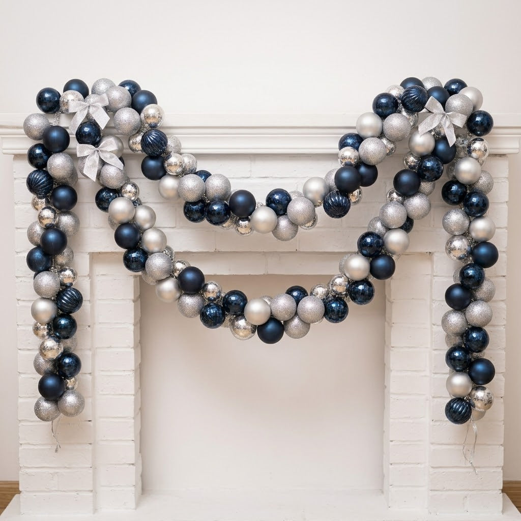 1.8m Blue and Silver Christmas Tree Decor Ball String Garland