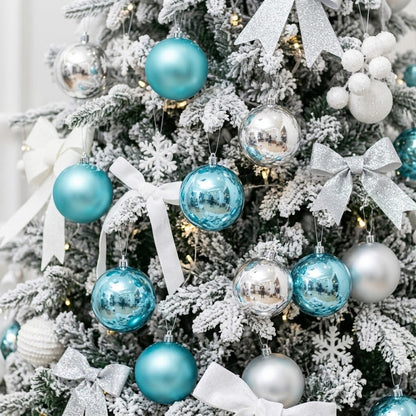 6Pc Set Snowfall Blue Christmas Decor Balls