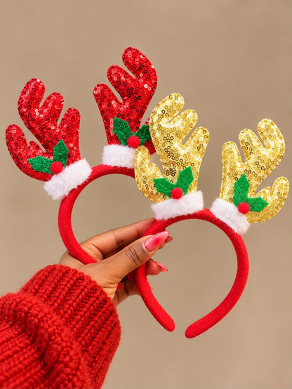 2Pc Christmas Reindeer Antler Headbands Set