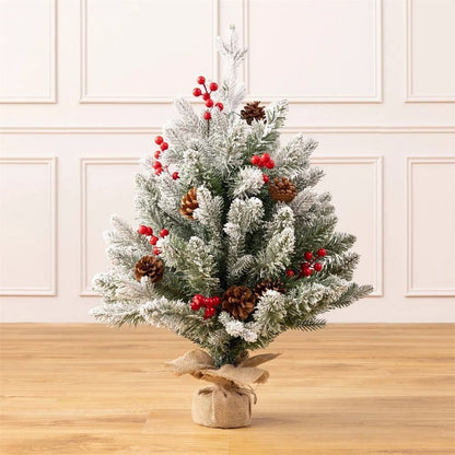 45cm Snow Mini Table Top Christmas Tree with Cones and Berries