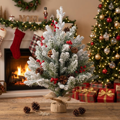 45cm Snow Mini Table Top Christmas Tree with Cones and Berries