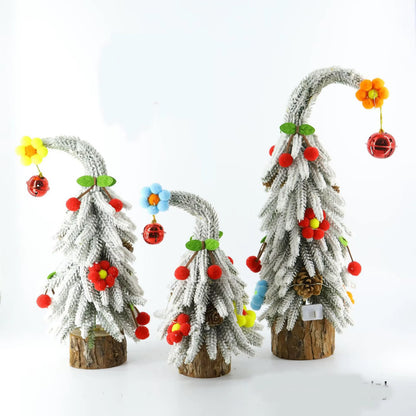 25cm Snow-Covered Christmas Tree Decoration with Decor
